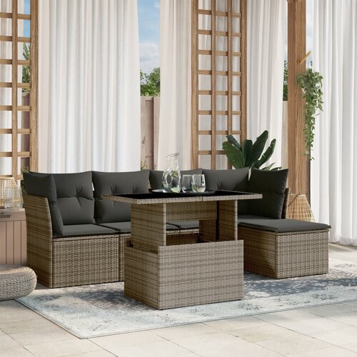 VidaXL 6-dijelni set vrtnih sofa od poliratana s jastucima sivi Slike