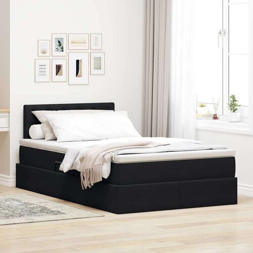  Krevet s prostorom za pohranu s LED-om Crna 120 x 190 cm Baršun Cene