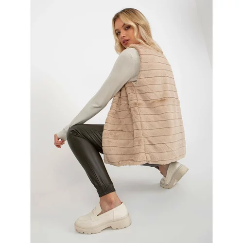 Fashion Hunters Light beige fur vest with a Softy OCH BELLA lining