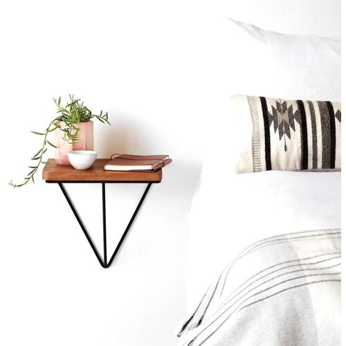 Woody Fashion Wr037 WalnutBlack Decorative Wooden Wall Shelf Cene
