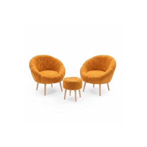 Atelier Del Sofa Set stolica i taburea, 3 dijela, narandžasta Cijene