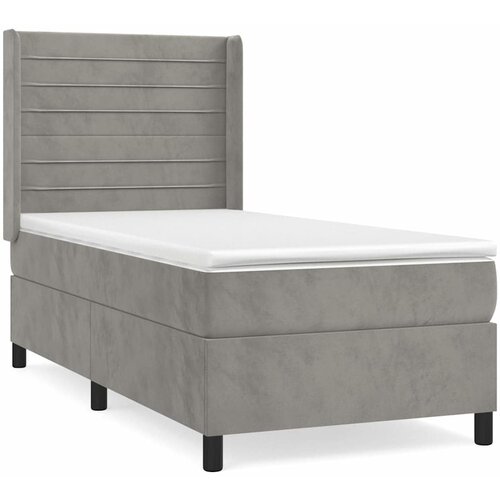 Box spring krevet s madracem svjetlosivi 90x190 cm bar&amp;scaron;unasti Slike