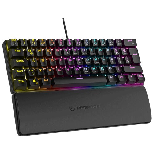 Rampage Tastatura gaming PLOWER K60 Black US Layout Wrist Support Blue Switch Gaming Keyboard, 37257 Cijene