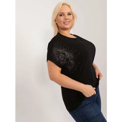 Fashion Hunters Black casual blouse with decorative patch on the sleeve