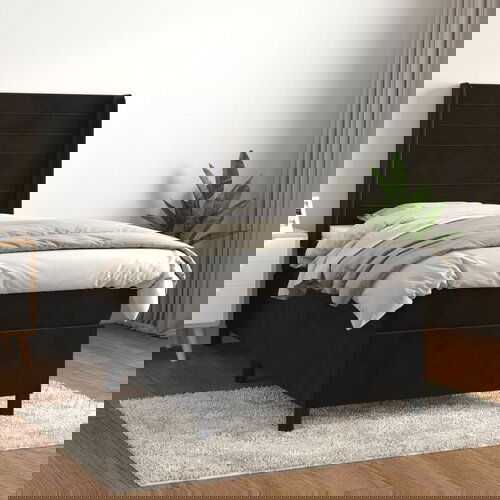 VidaXL Box spring krevet s madracem crni 90x190 cm bar&amp;scaron;unasti Slike
