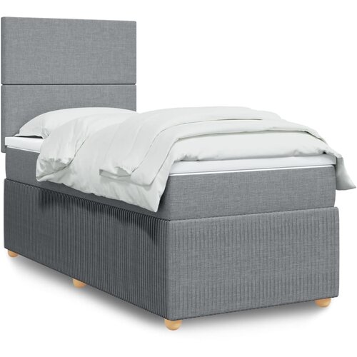vidaXL Box spring postelja z vzmetnico svetlo siv 100x200 cm blago Cene