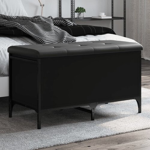 VidaXL Klupa za pohranu crna 82 x 42 x 45 cm od konstruiranog drva Slike