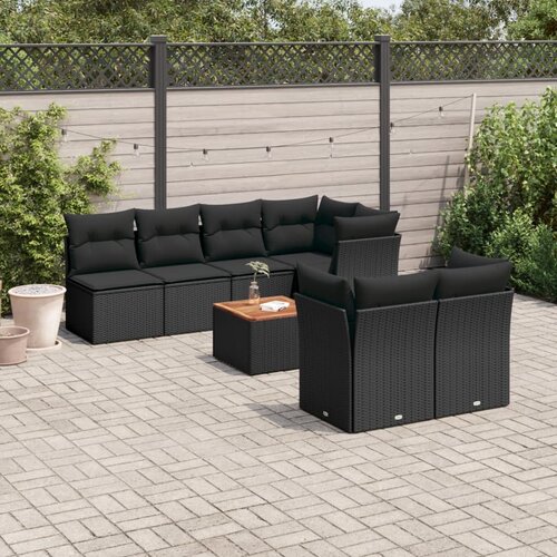 VidaXL 8-dijelni set vrtnih sofa od poliratana s jastucima crni Slike