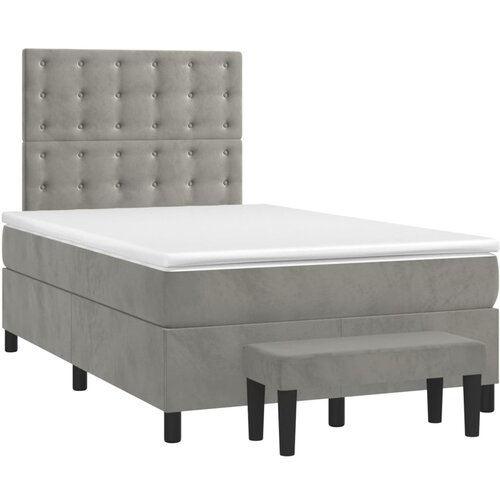 vidaXL Box spring postelja z vzmetnico svetlo siva 120x190 cm žamet, (21128645) Cene