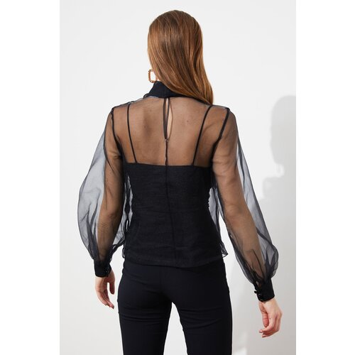 Trendyol Black Bow Detailed Organza Blouse Cene