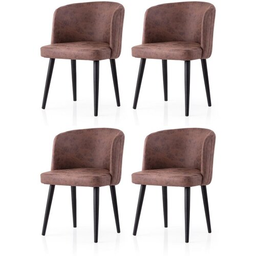 Hanah home Zen - 4207 V4 BlackBrown Chair Set (4 Pieces) Cene