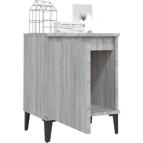  Noćni ormarići s metalnim nogama boja sivog hrasta 40x30x50 cm Slike