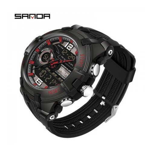 Sanda 6015 black - red muški sat sa silikonskom narukvicom Cene