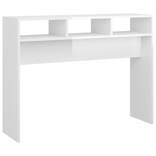 Maison Chic konzolna miza - miza ob steni visok sijaj bela 105x30x80 cm iverna plošča, (21786590) Cene