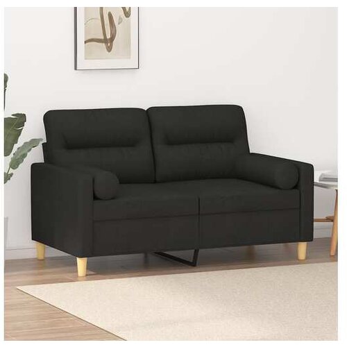 VidaXL Kavč dvosed z blazinami črn 120 cm blago Slike