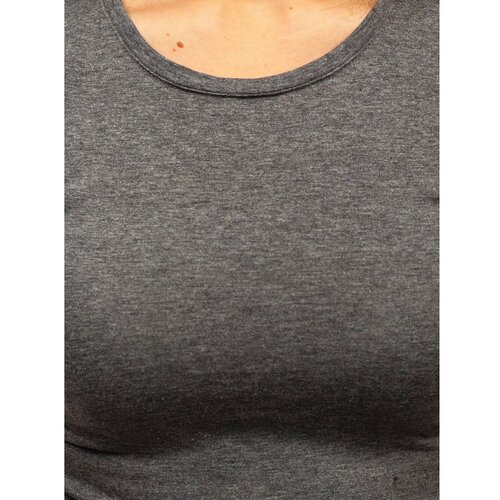 DStreet Fashionable women's T-shirt with a round neckline - dark gray Slike