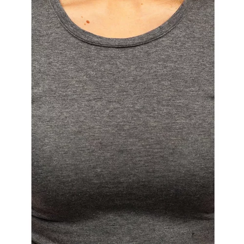 DStreet Women's fashion t-shirt with a round neckline - dark gray,