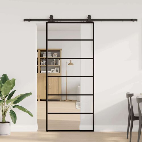  Drsna vrata z opremo črna 90x205 cm ESG steklo Slike