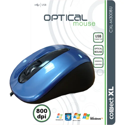 Connect Xl Miš optički, 800dpi, USB, plava boja – CXL-M300BU