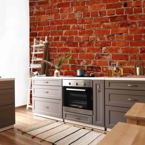  Foto tapeta - Old wall &amp;ndash; retro-style red brick wall 500x350 Vodootporna Slike