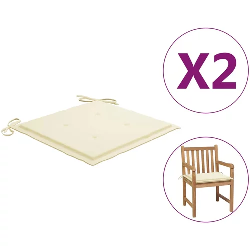 vidaXL jastuci za vrtne stolice 2 kom krem 50 x 50 x 3 cm
