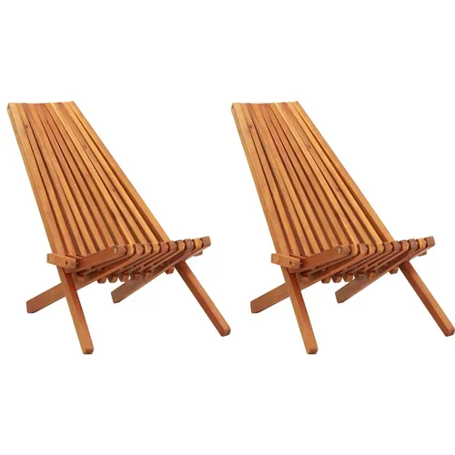 vidaXL Zložljivi zunanji počivalni stoli 2 kosa trden akacijev les