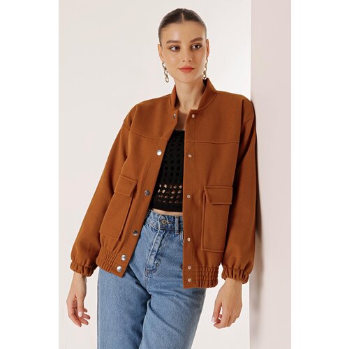 By Saygı Elastic Waist Bag Pocket Cachet Bomber Coat Slike
