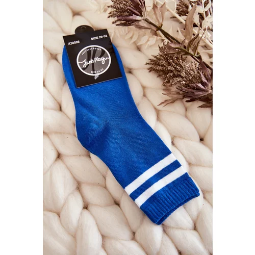 Kesi Youth Cotton Sports Socks With Stripes Blue