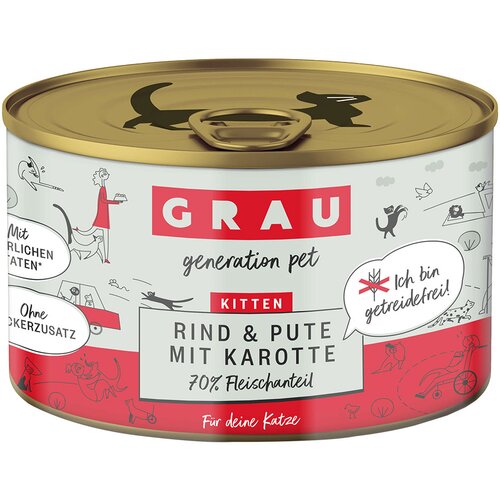 GRAU Kitten bez žitarica 6 x 200 g - Govedina, puretina i mrkva Slike
