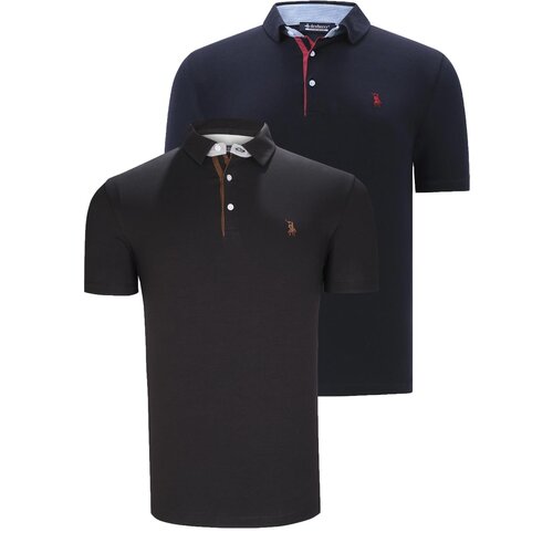 Dewberry DUAL SET T8582 MENS T-SHIRT-BLACK-NAVY BLUE Slike
