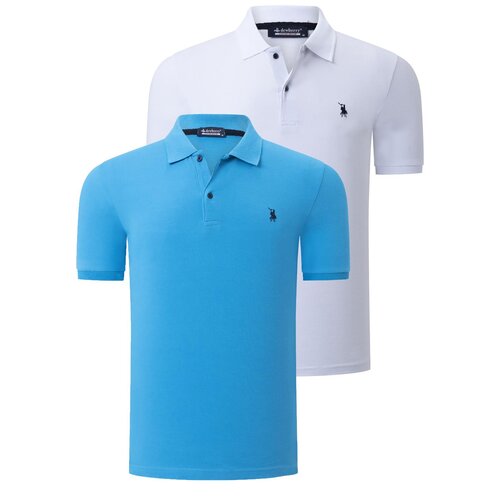 Dewberry DUO SET T8561 MEN'S TSHIRT-WHITE-BLUE Slike