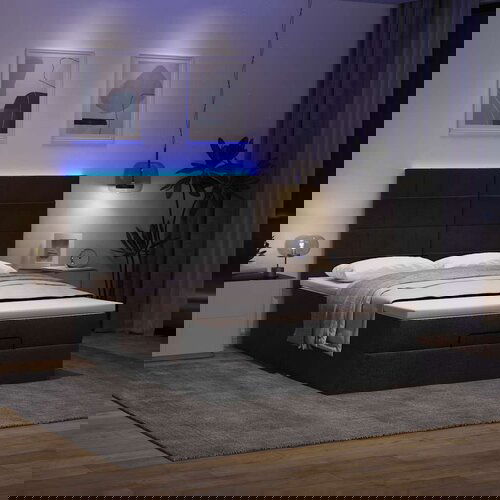 VidaXL Otomanski okvir kreveta s madracem crni 140x200cm od tkanine Slike