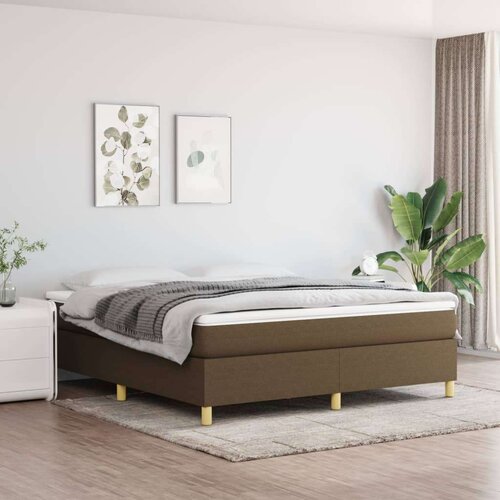  Box spring postelja z vzmetnico temno rjava 160x200 cm blago, (20726470) Cene