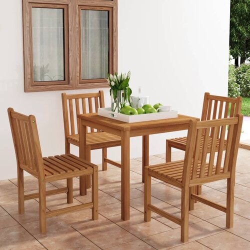  Vrtni blagovaonski set od 5 dijelova 80x80 cm masivno tikovino drvo Slike