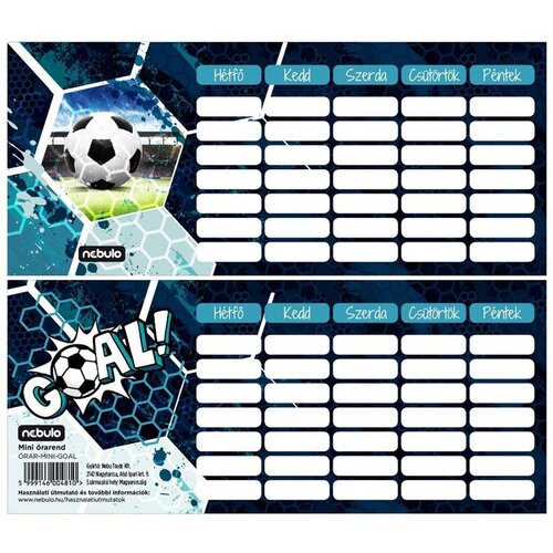 NEBULO Goal mini raspored sati na jednom listu, obostrano Slike