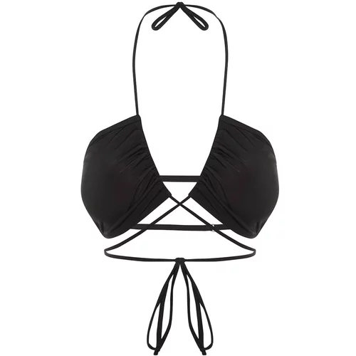 Trendyol Black Tie Detailed Bikini Top