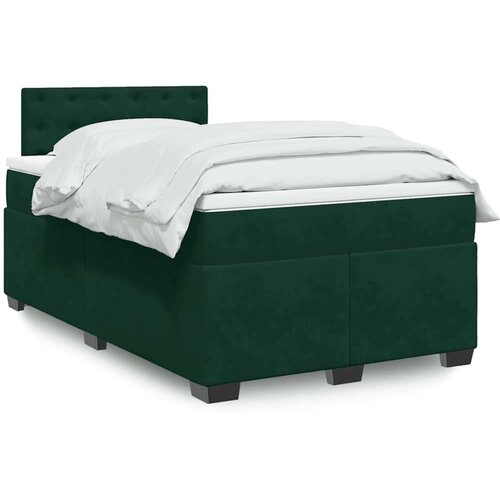 VidaXL Krevet s oprugama i madracem tamnozeleni 140x190 cm bar&amp;scaron;unasti Slike