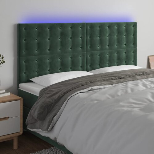  the living store led posteljno vzglavje temno zeleno 160x5x118/128 cm žamet - led vzglavje, (21487857) Slike