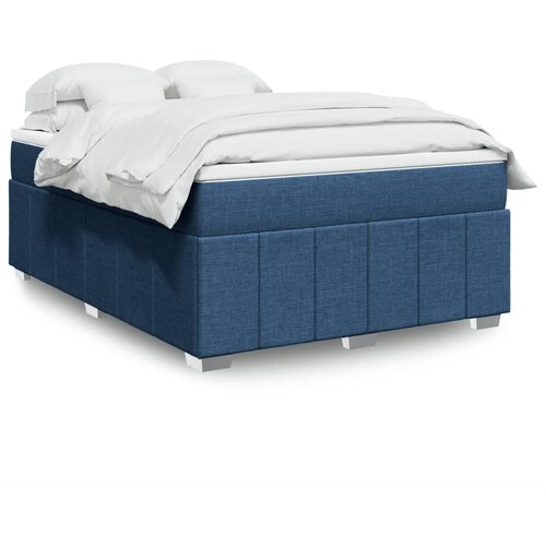 vidaXL Box spring postelja z vzmetnico modra 160x200 cm blago Cene