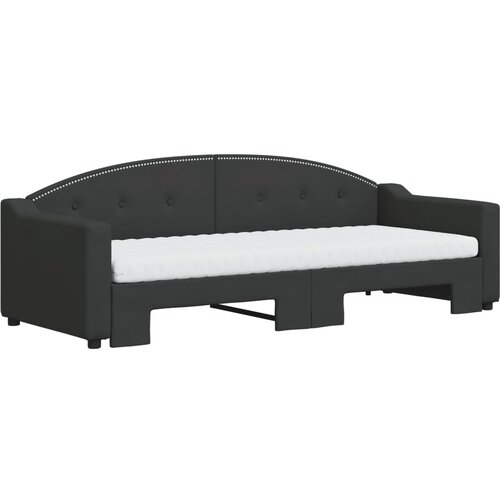  Dnevni krevet na razvlačenje s madracima crni 80x200 cm tkanina Slike