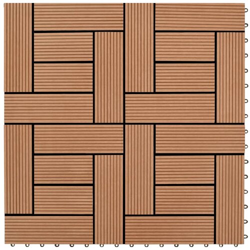 VidaXL 11 kosov 30 x 30 cm rjavih zunanjih plo&amp;scaron;čic WPC 1 m&amp;sup2; Slike