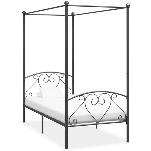 VidaXL Okvir za krevet s nadstre&amp;scaron;nicom sivi metalni 120 x 200 cm Slike