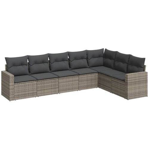 Maison Chic Seti vrtnega pohištva - Vrtna garnitura - Vrtni pohištvo set 7-delna z blazinami siv poli ratan, (21803529) Cene