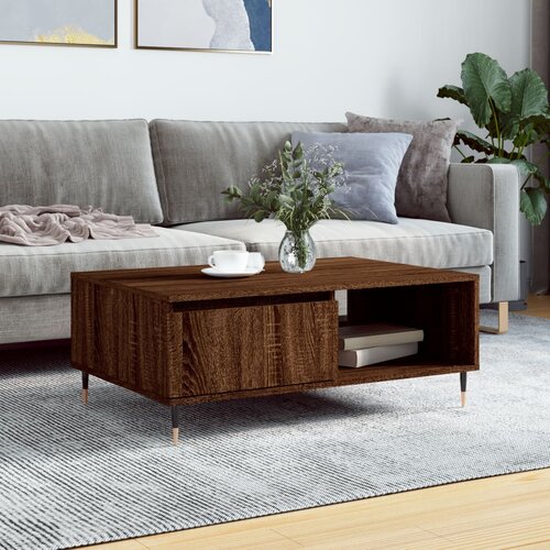 vidaXL Klubska mizica rjavi hrast 90x60x35 cm inženirski les Cene