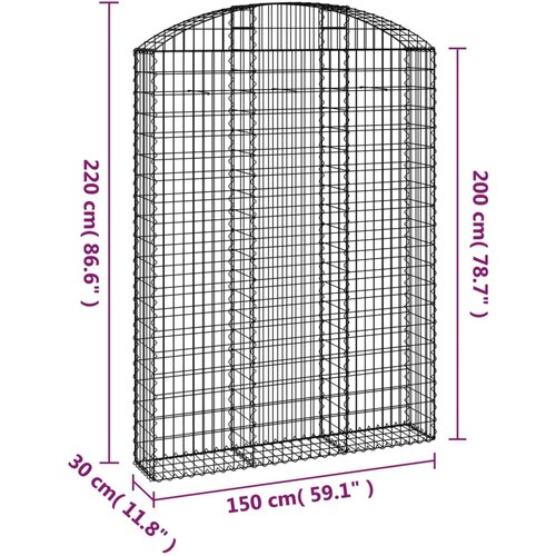  Gabionska ko&amp;scaron;ara s lukom 150x30x200/220 cm pocinčano željezo Slike