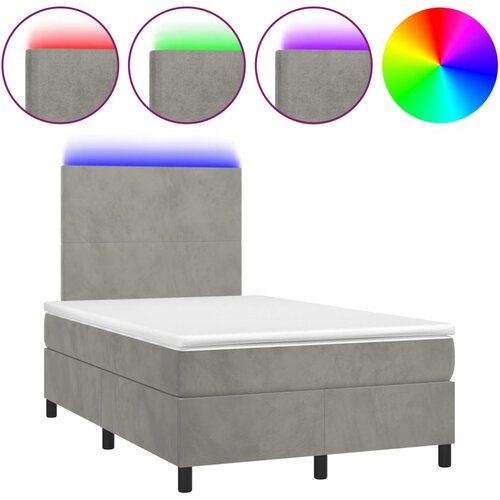 Maison Chic Box spring postelja - Vzmetna postelja z vzmetnico LED sv. siva 120x190 cm žamet SL16326, (21903942) Cene