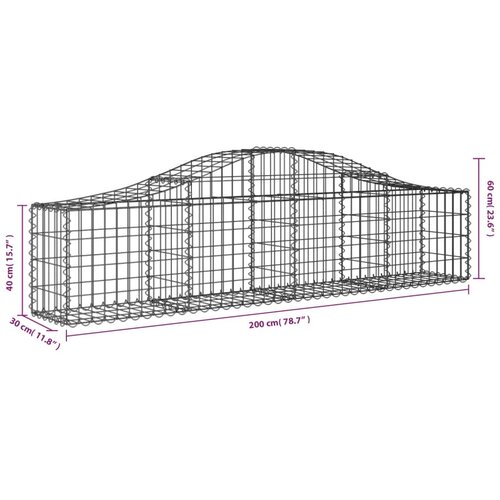  Gabionska ko&amp;scaron;ara s lukom 200 x 30 x 40/60 cm pocinčano željezo Slike