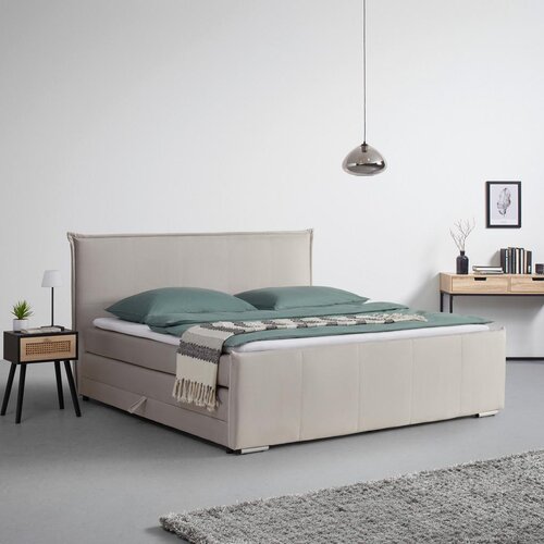Bessagi Home Postelja Boxspring Leonora, Bež, Z Nadvložkom, 200x200 Cene