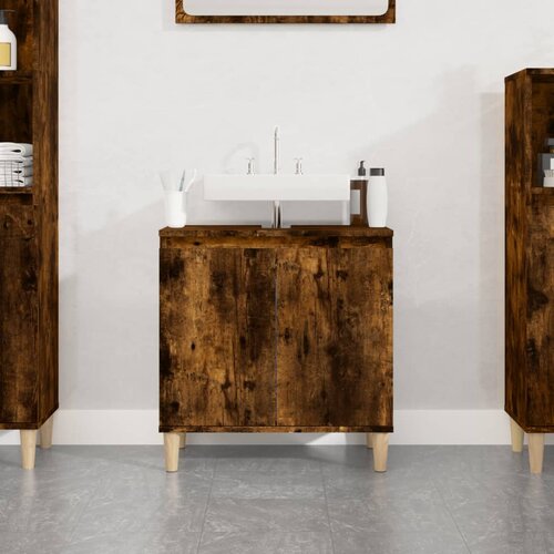 vidaXL Ormarić za umivaonik boja dimljenog hrasta 58x33x60 cm drveni Cijene