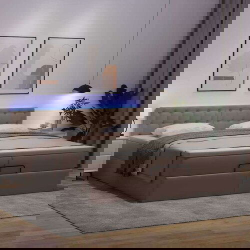 vidaXL Otomanski posteljni okvir z vzmetnico kapučino 200x200 cm, (21609936) Cene